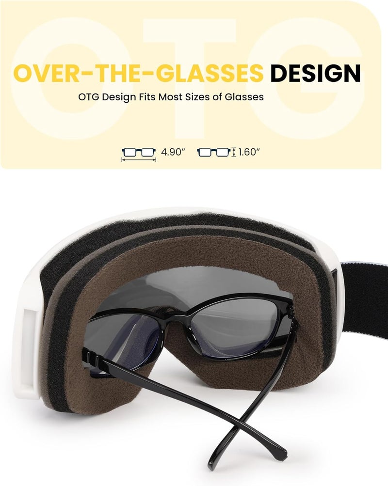 Snower Kids Ski Goggles, Anti-Fog Snow Goggles with OTG Design, 100% UV Protection, HD Lens for Kids Boys Girls - Image 3